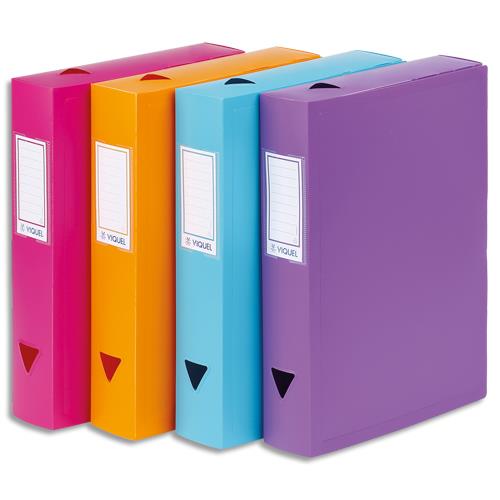[476842] VIQUEL Boîte de classement CLASSDOC, en polypropylène 8/10ème, dos 6cm, coloris assortis