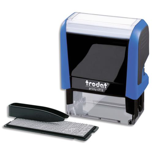 [486782] TRODAT Timbre personnalisable 4 lignes - Printy 4912 4.0 Bleu. 2 plaq.compo+1 recharge Noir. Police 3-4mm