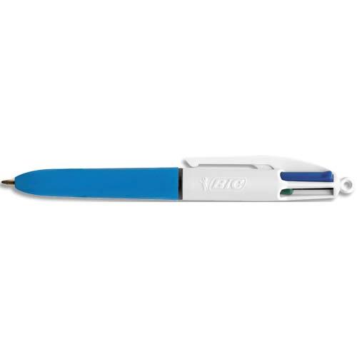 [487445] BIC Stylo bille 4 couleurs rétractables Mini. Pointe Moyenne (1,0 mm). Corps Bleu