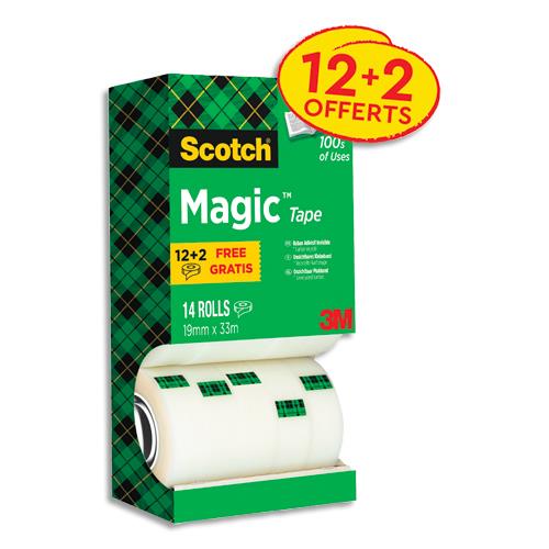 [489583] SCOTCH Tour distributrice de 14 rouleaux de ruban adhésif Magic invisible dont 4 offerts - 19 mm x 33 m