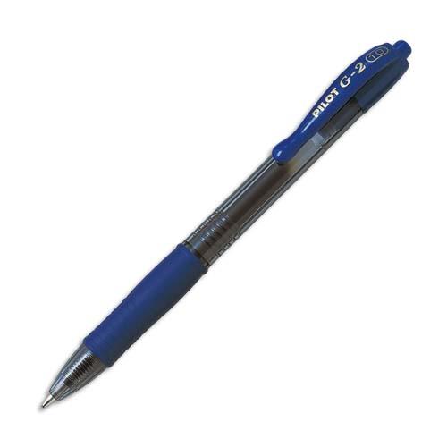 [491647] PILOT Stylo bille pointe moyenne rétractable encre gel Bleue corps plastique avec grip caoutchouc G2