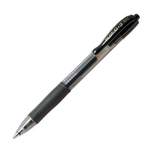 [491655] PILOT Stylo bille pointe moyenne rétractable encre gel Noire corps plastique avec grip caoutchouc G2