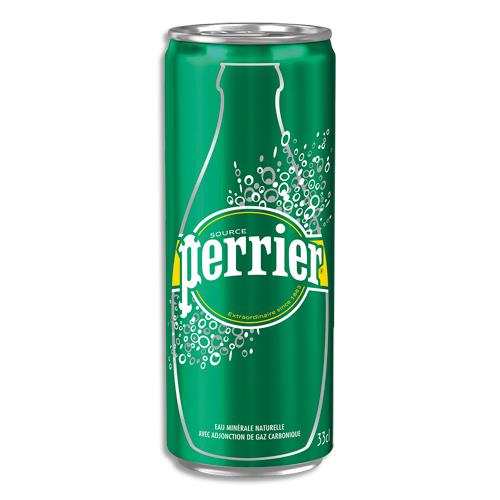 [496008] PERRIER Canette d'eau pétillante 33 cl minérale