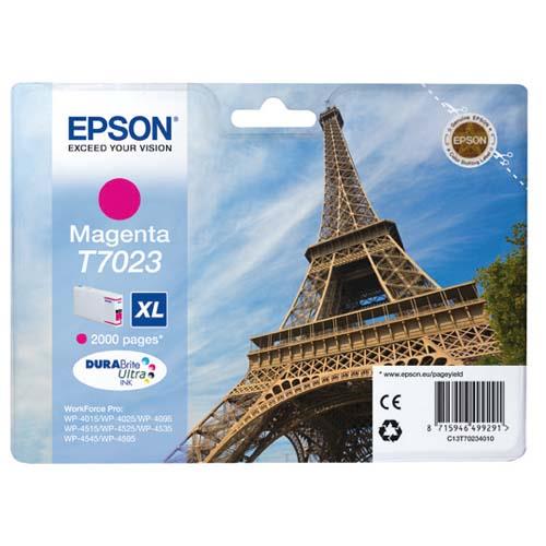 [513004] EPSON Cartouche Jet d'Encre Magenta XL (2 000 p) ''Tour Eiffel'' (T7023) - C13T70234010 (dont eco-taxe de 0,02 €)