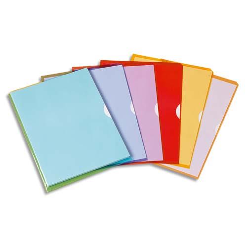 [516631] OXFORD Boîte de 50 pochettes-coin Fard'Liss incolore en PVC lisse 20/100e. Format A4. Coloris assortis