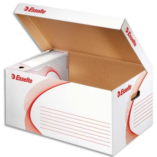 [525819] ESSELTE Conteneur à archives ouverture sur le dessus, en carton ondulé kraft Blanc