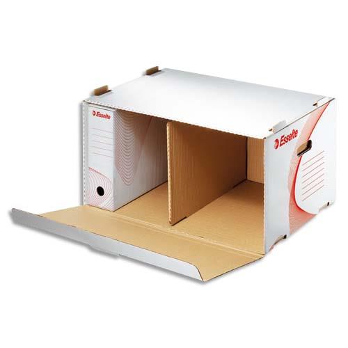 [525827] ESSELTE Conteneur à archives ouverture frontale, en carton ondulé kraft Blanc