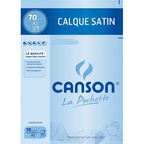 [525959] CANSON Pochette de 10 feuilles papier calque satin 70g A3 Ref-17151