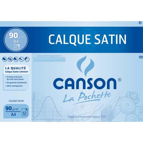 [525975] CANSON Pochette de 12 feuilles papier calque satin 90g A4 Ref-17154