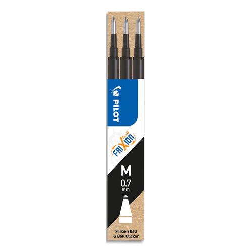 [527756] PILOT Set de 3 recharges pour roller FriXion Ball. Pointe moyenne 0,7 mm. Encre Noir
