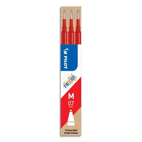 [527888] PILOT Set de 3 recharges pour roller FriXion Ball. Pointe moyenne 0,7 mm. Encre Rouge