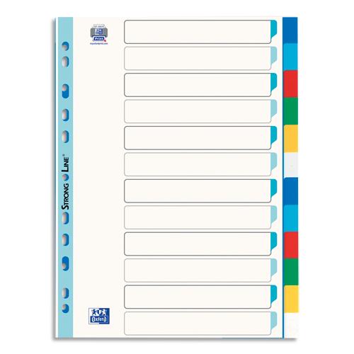[528823] OXFORD Intercalaires en polypropylène 12/100e, 12 positions, format A4. Coloris assortis