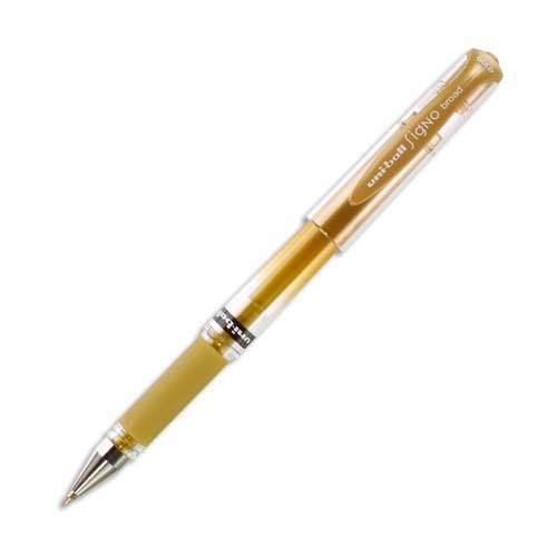 [532622] UNI-BALL Stylo bille pointe large encre gel Or corps avec grip +capuchon UNI-BALL SIGNO BROAD