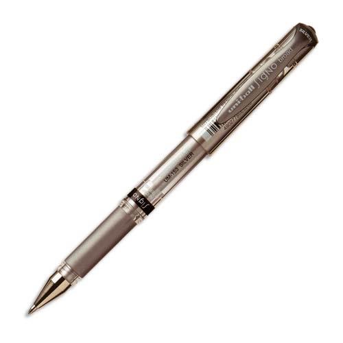 [532630] UNI-BALL Stylo bille pointe large encre gel Argent corps avec grip +capuchon UNI-BALL SIGNO BROAD