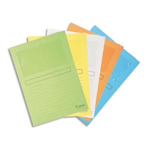 [532780] EXACOMPTA Paquet de 25 pochettes coins en carte 120g avec fenêtre, assortis pastel