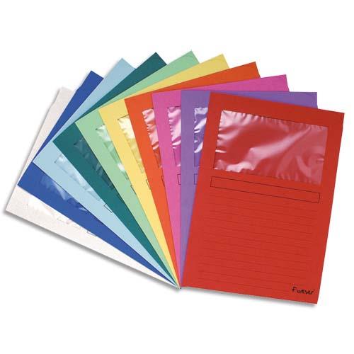 [532804] EXACOMPTA Paquet de 25 pochettes coins en carte 120g avec fenêtre, assortis vif