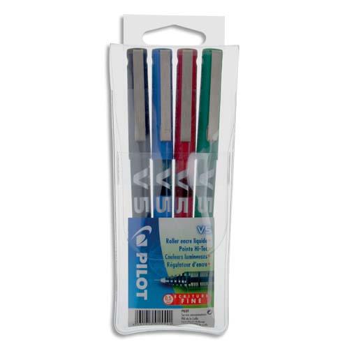[533016] PILOT Pochette de 4 stylos feutre pointe tubulaire 0,5 mm encre liquide 4 couleurs HI-TECPOINT BX-V5