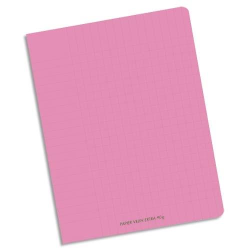 [533128] CONQUERANT C9 Cahier piqûre 17x22cm 96 pages 90g grands carreaux Seyès. Couverture polypropylène Rose