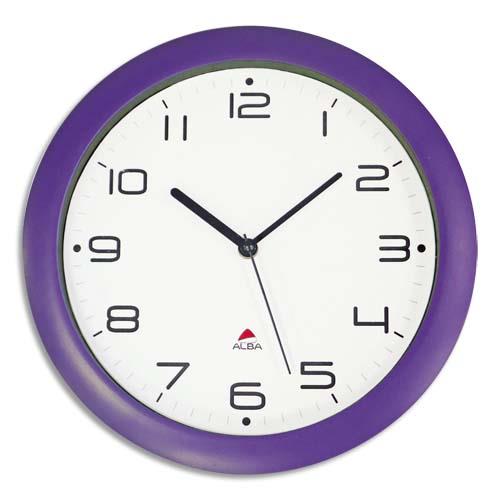 [533232] ALBA Horloge murale Hornew silencieuse Prune, pile AA non fournie - Diamètre 30 cm (dont eco-taxe de 0,11 €)