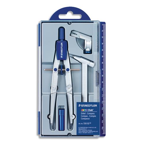 [535094] STAEDTLER Compas scolaire à vis micrométrique à rallonge, attache-compas, étui mine, règle intégrée