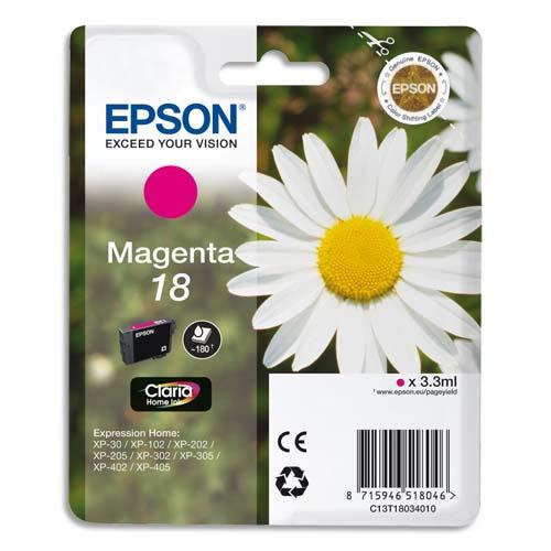 [133706] EPSON Cartouche Jet d'Encre Claria Home Magenta ''Pâquerette'' 18 (T1803) - C13T18034012 (dont eco-taxe de 0,01 €)