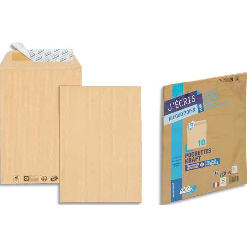 [539876] GPV Paquet de 10 pochettes kraft autoadhésif 90g format 260x330 24