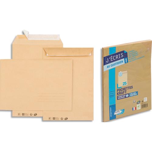 [540199] GPV Paquet de 25 pochettes kraft autoadhésif 90G format 229x324 C4