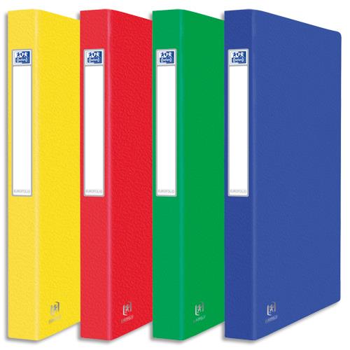 [554839] OXFORD Classeur 2 anneaux EUROFOLIO en carte lustrée 7/10e, dos 3,5 cm. Coloris assortis