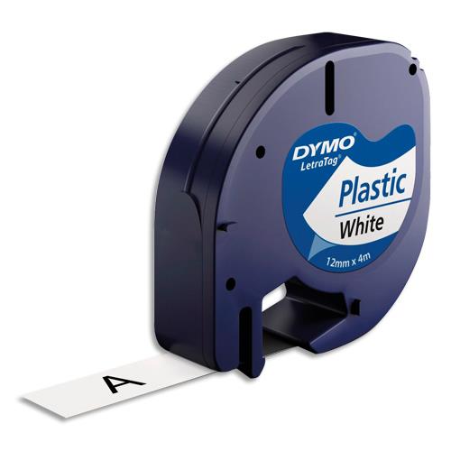 [559518] DYMO Ruban LetraTag Noir/Blanc plastique 12 mm x 4 m S0721610