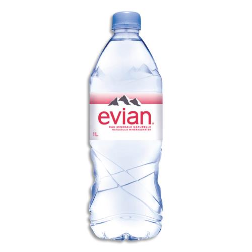 [569808] EVIAN Bouteille plastique d'eau d'1 litre minérale plate