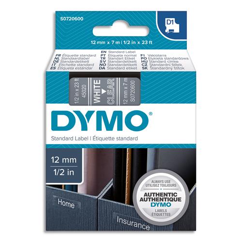 [137572] DYMO Ruban D1 poly 12mmx7m Blanc/Transparent BB1 S0720600