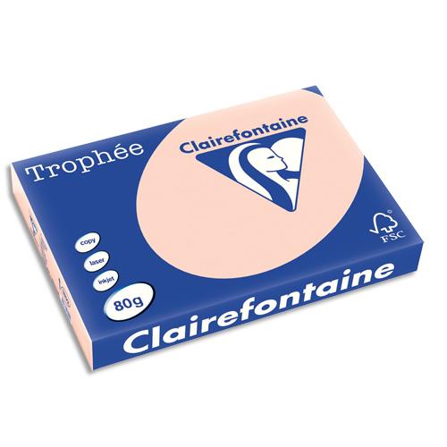 [669292] CLAIREFONTAINE Ramette de 500 feuilles papier couleur TROPHEE 80 grammes format A3 Saumon 1892