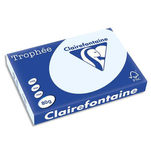 [669306] CLAIREFONTAINE Ramette de 500 feuilles papier couleur TROPHEE 80 grammes format A3 Bleu 1881