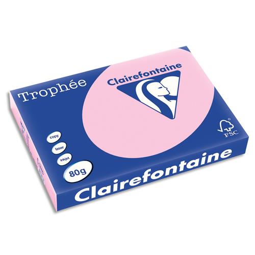 [669322] CLAIREFONTAINE Ramette de 500 feuilles papier couleur TROPHEE 80 grammes format A3 Rose 1888