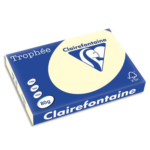 [669381] CLAIREFONTAINE Ramette de 500 feuilles papier couleur TROPHEE 80 grammes format A3 Ivoire 1252
