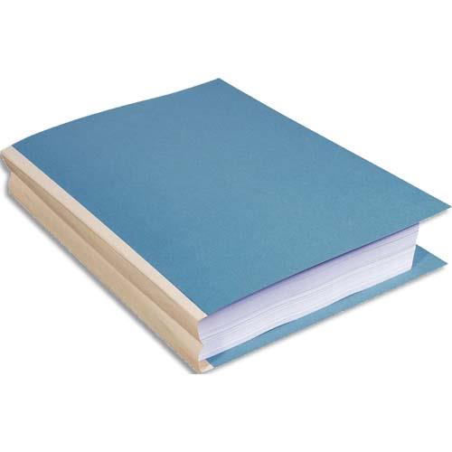 [682181] EXACOMPTA Paquet de 25 chemises à dos toilé, carte 320 grammes, dos 3cm, 24x32cm, coloris Bleu vif