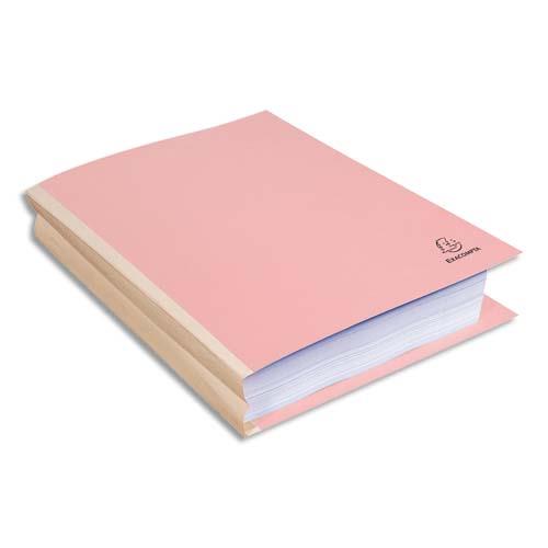 [682238] EXACOMPTA Paquet de 25 chemises à dos toilé, carte 320 grammes, dos 3cm, 24x32cm, coloris Rose
