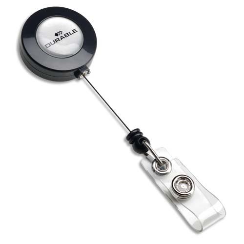 [682785] DURABLE Boîte 10 Enrouleurs pour porte-badge avec lanière bouton pression - cordon 80 cm - Anthracite