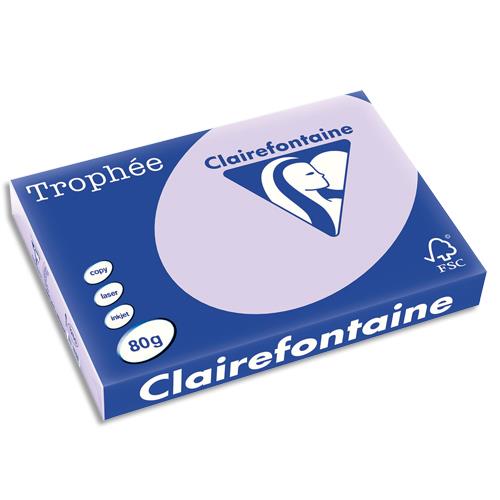 [683365] CLAIREFONTAINE Ramette de 500 feuilles papier couleur TROPHEE 80 grammes format A3 lilas 1250