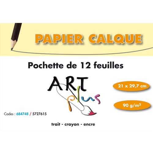[684748] ART PLUS Pochette de 12 feuilles papier calque 90g format A4