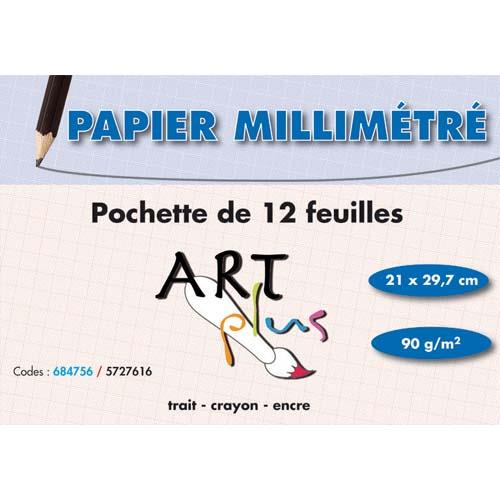 [684756] ART PLUS Pochette de 12 feuilles papier millimétré 90g format A4