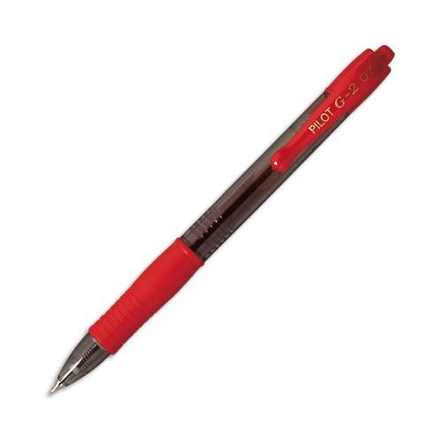 [685153] PILOT Stylo à bille pointe large rétractable encre gel Rouge corps plastique avec grip caoutchouc G2