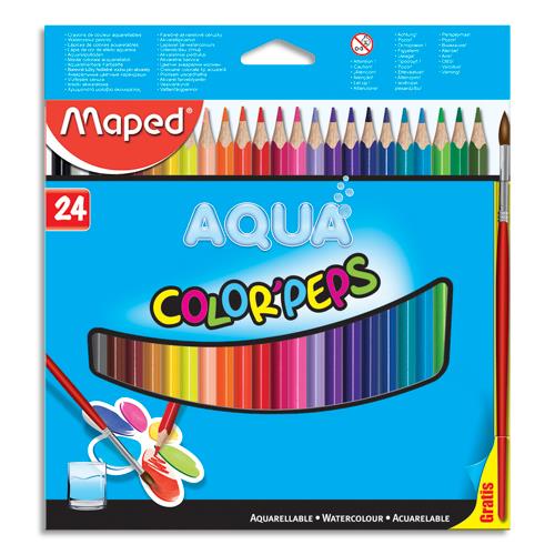 [689166] MAPED Boîte de 24 crayons de couleur aquarellables COLOR'PEPS + 1 pinceau offert