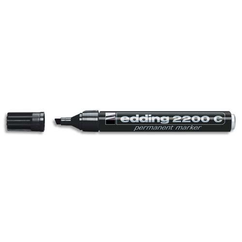 [698040] EDDING Marqueur permanent pointe biseautée encre indélébile Noire sans solvant 2200