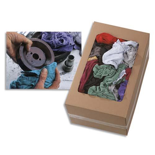 [701235] Boîte distributrice 10 Kg environ 100 Chiffons 100% coton fin polyvalents, non pelucheux assortis