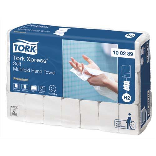 [701271] TORK Colis de 21 paquets d'Essuie-mains Premium XPress+ 2 plis en Z 150 formats : 21 x 25,5 cm Blanc