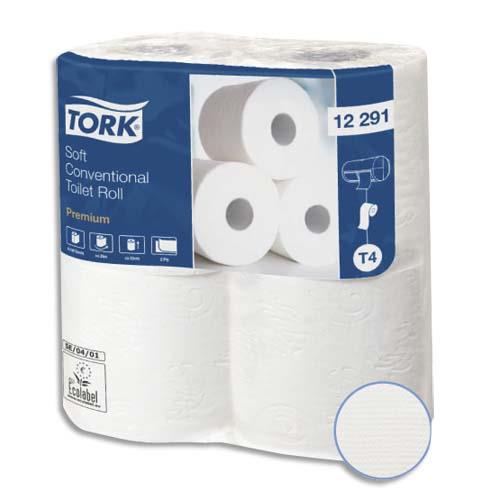 [701272] TORK Colis de 8 paquets de 6 rouleaux de Papier toilette Premium 2 plis 198 feuilles pure ouate Blanc