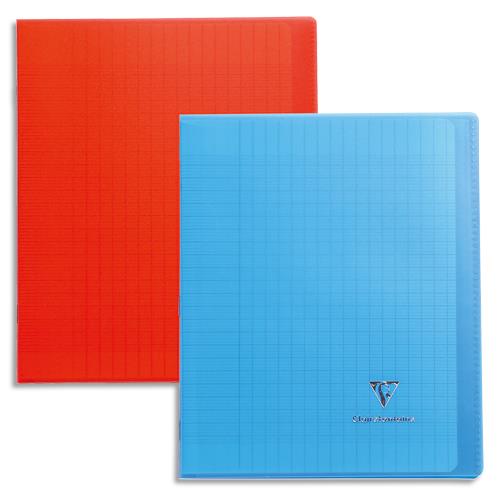 [701305] CLAIREFONTAINE Cahier piqûre 96 pages 24x32cm Seyès - Couvertures transparentes assorties