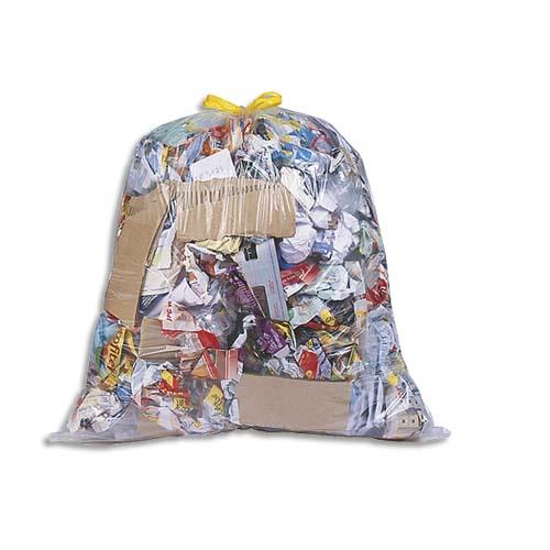 [701395] Boîte de 100 sacs poubelles à liens coulissants transparents 50 litres 20 microns