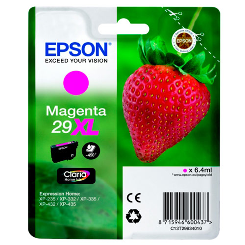 [138188] EPSON Cartouche Jet d'Encre Claria Home Magenta XL ''Fraise'' 29 (T2993) - C13T29934012 (dont eco-taxe de 0,01 €)